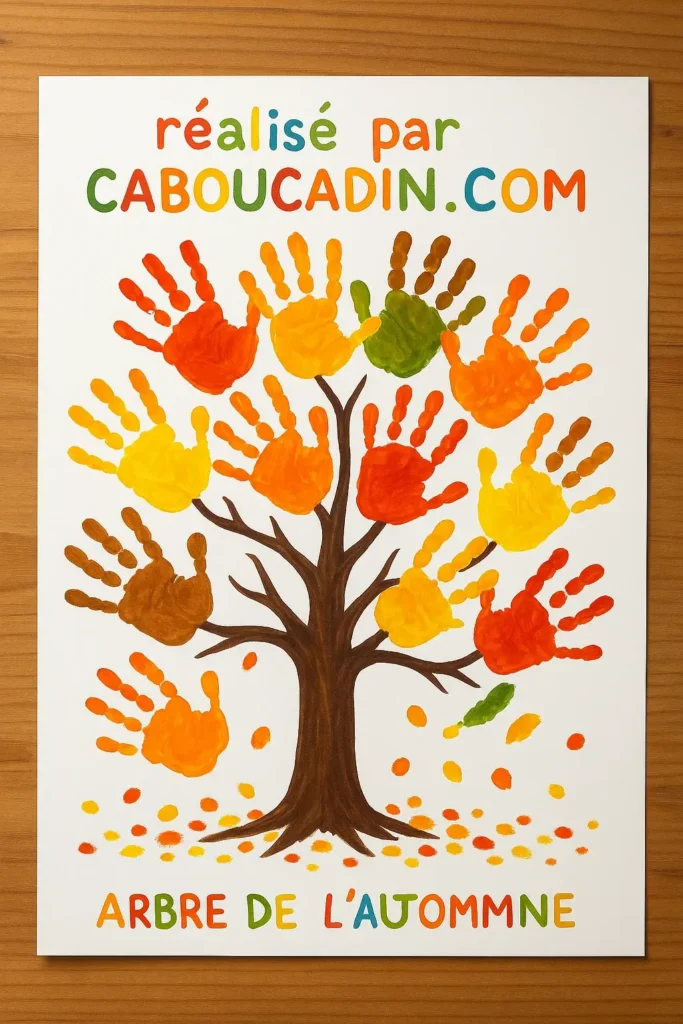 Bricolage d’automne en maternelle : fabrique un arbre coloré avec des empreintes de mains Bricolage d’automne en maternelle : fabrique un arbre coloré avec des empreintes de mains