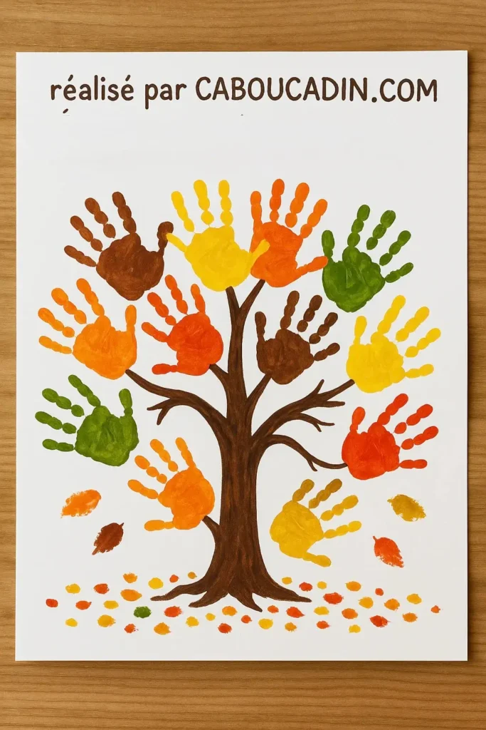arbre automne avec empreintes de mains de couleur 4