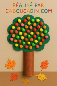 Bricolage d’automne maternelle : fabrique ton bel arbre coloré avec des Playmaïs de couleur arbre-automne-avec-playmais-ou-boules-de-couleur-1
