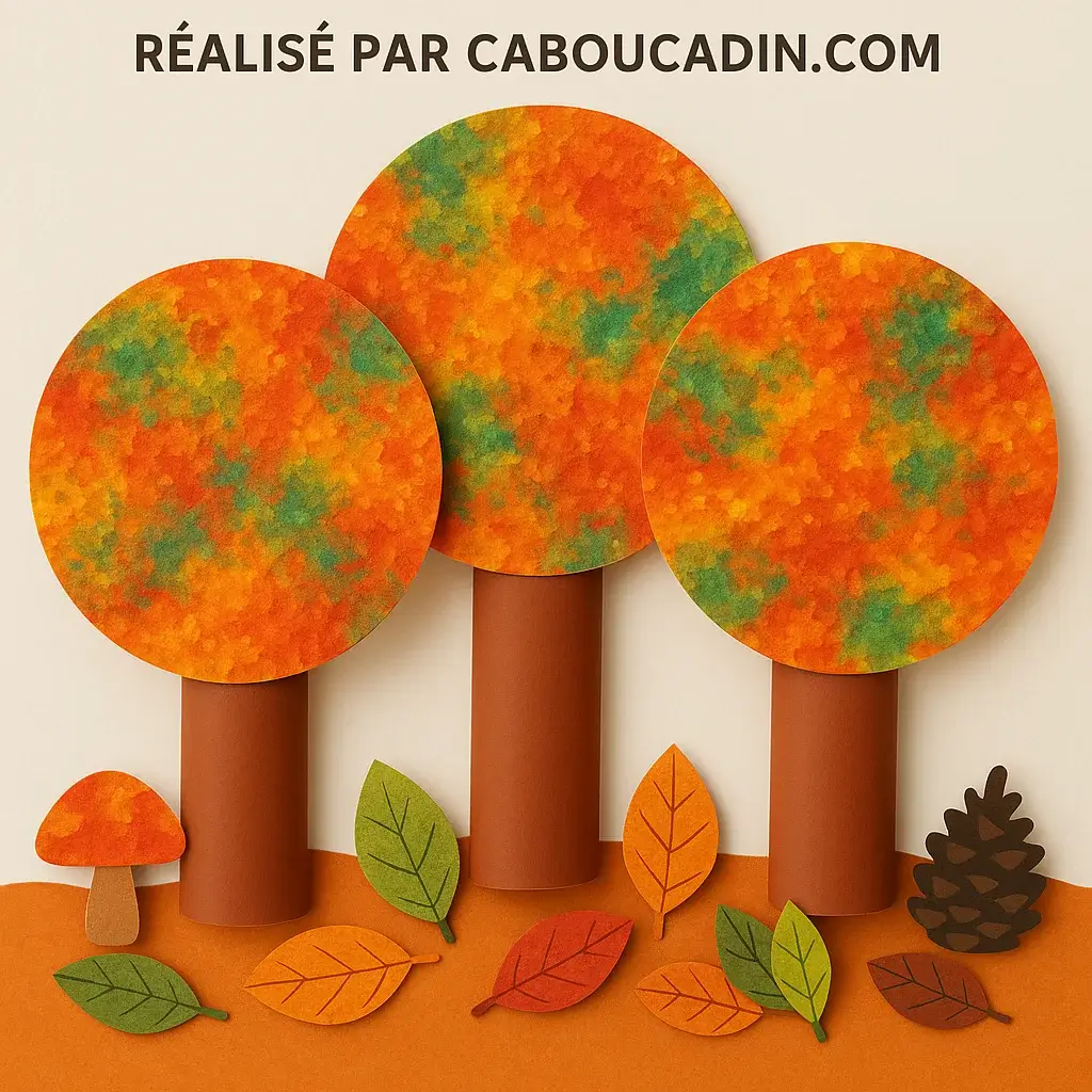 arbres automnes avec assiettes carton et rouleau en carton 4
