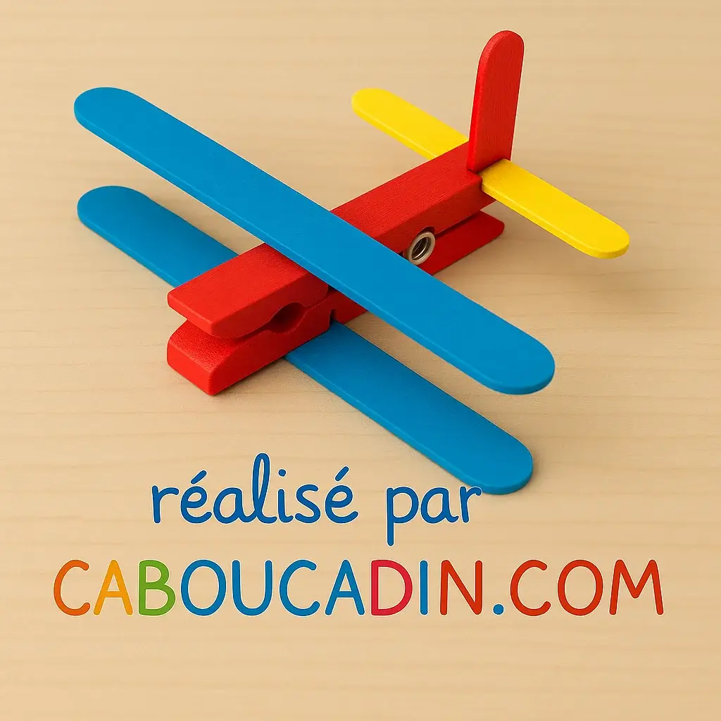 avion avec epingle a linge et batonnets en bois 2