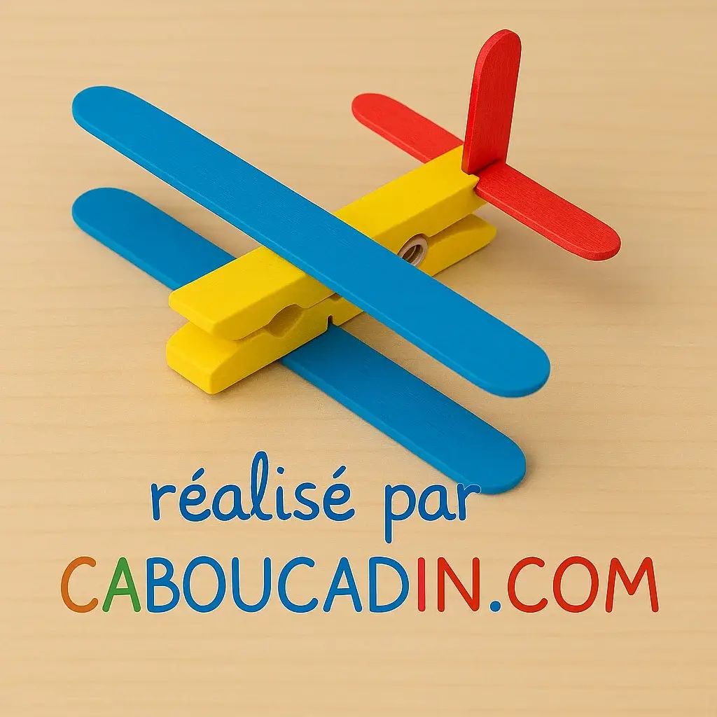 avion avec epingle a linge et batonnets en bois 3