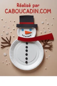 DIY Hiver pour Enfants : Un Bonhomme de Neige avec Deux Assiettes en Carton bonhomme-neige-noel-avec-deux-assiettes-en-carton-1
