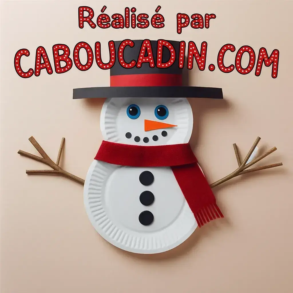 bonhomme neige noel avec deux assiettes en carton 2
