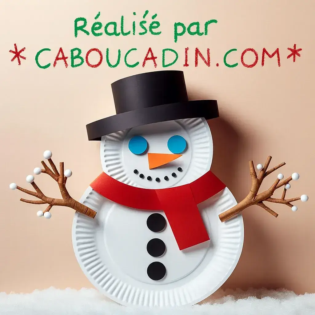 bonhomme neige noel avec deux assiettes en carton 4