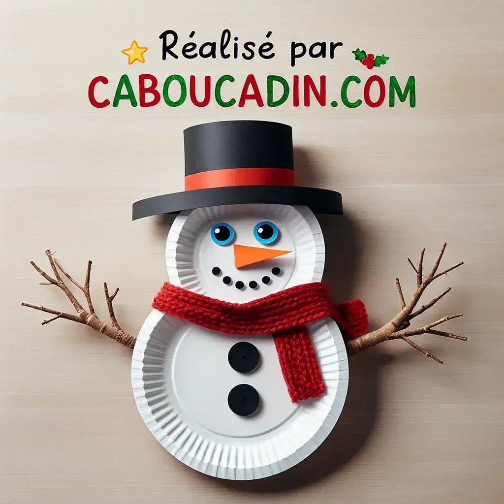 bonhomme neige noel avec deux assiettes en carton 5