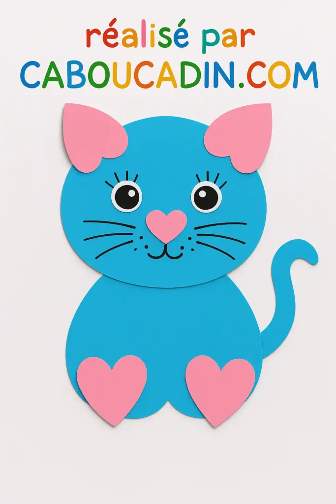 Activité manuelle maternelle : un chat avec papier de couleur bricolage maternelle chat papier beu 5