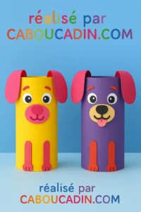 Bricolage chien en rouleau de papier : activité manuelle facile pour enfants chiens-colores-avec-rouleaux-en-carton-1