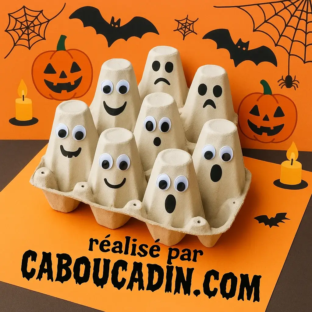 fantomes Hallowen avec boite oeufs carton 1