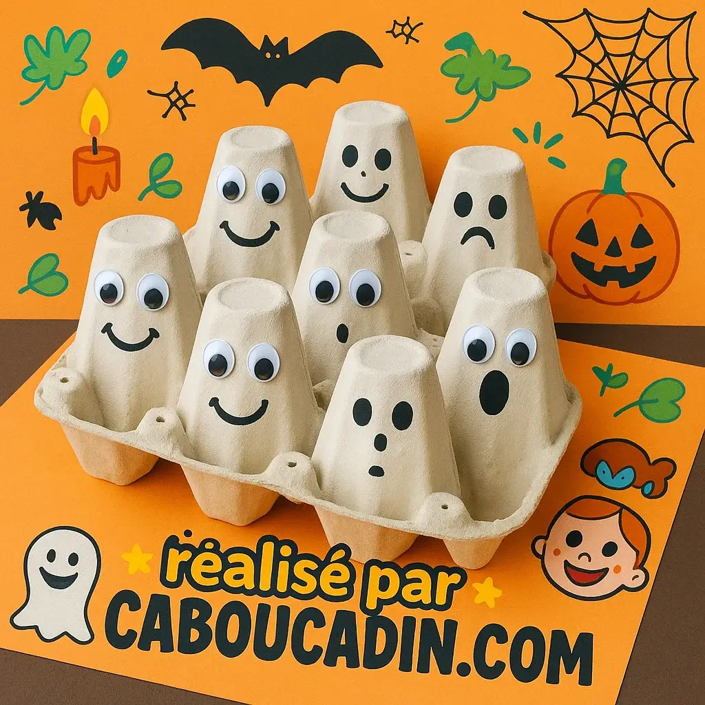 fantomes Hallowen avec boite oeufs carton 3