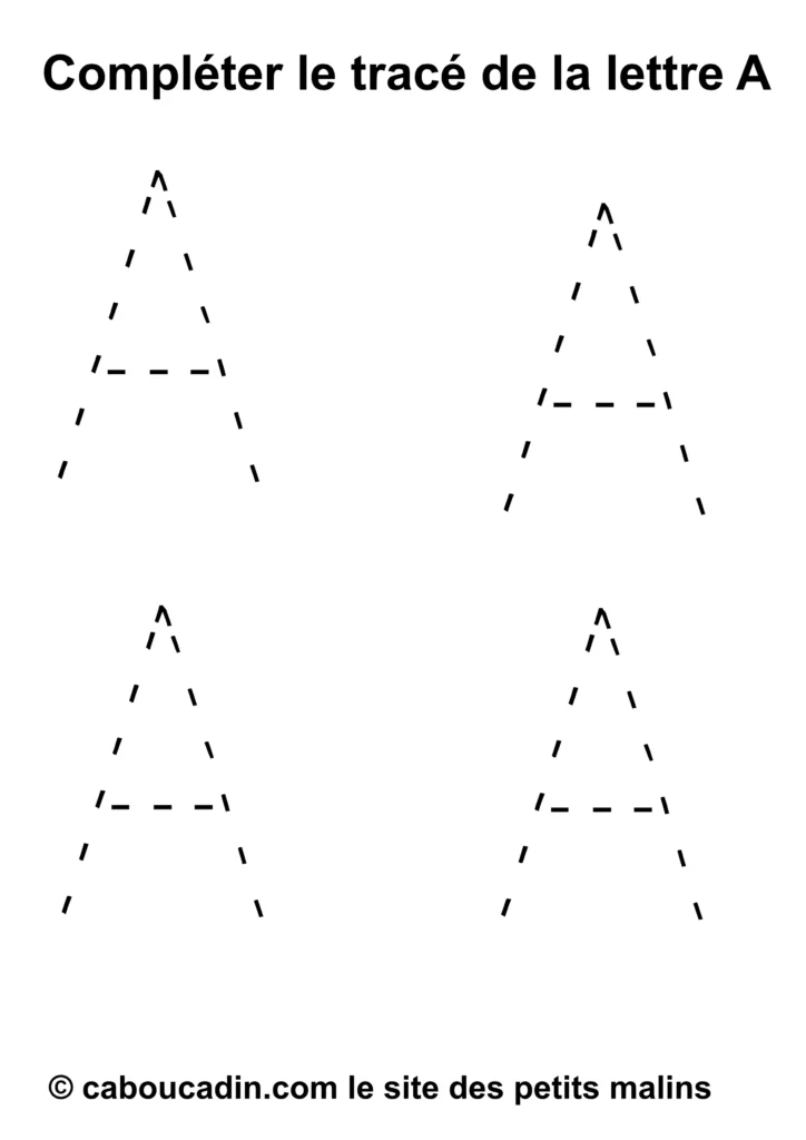 26 Fiches maternelles : apprendre à tracer les lettres de l’alphabet de A à Z fiche maternelle apprendre ecrire la lettre A