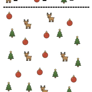 10 Fiches Maternelles Noël : Compter les Rennes, Boules et Sapins (Exercice à Imprimer)