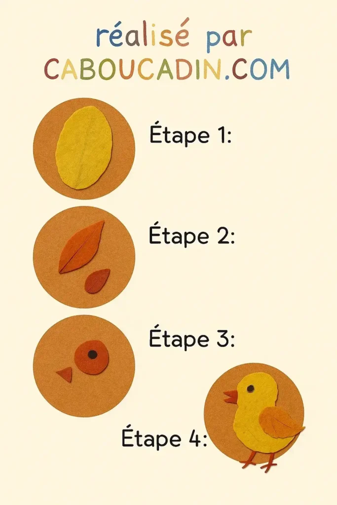 Bricolage automne maternelle : crée de jolis animaux avec des feuilles d’arbres illustration tuto animaux avec feuilles mortes automne 5