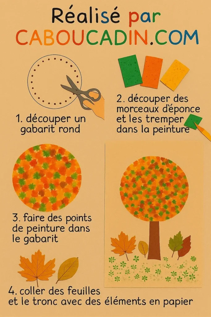 illustration tuto arbre automnavec empreintes eponges et peinture 1