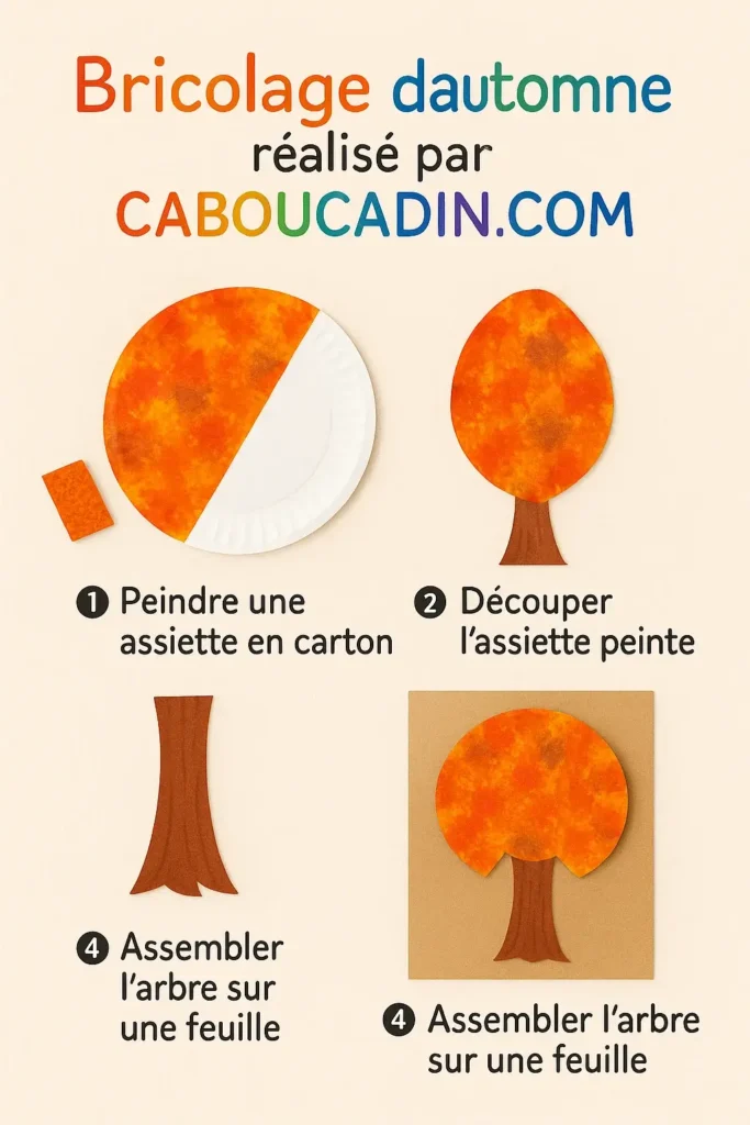 illustration tuto arbre automne avec demi assiette en carton