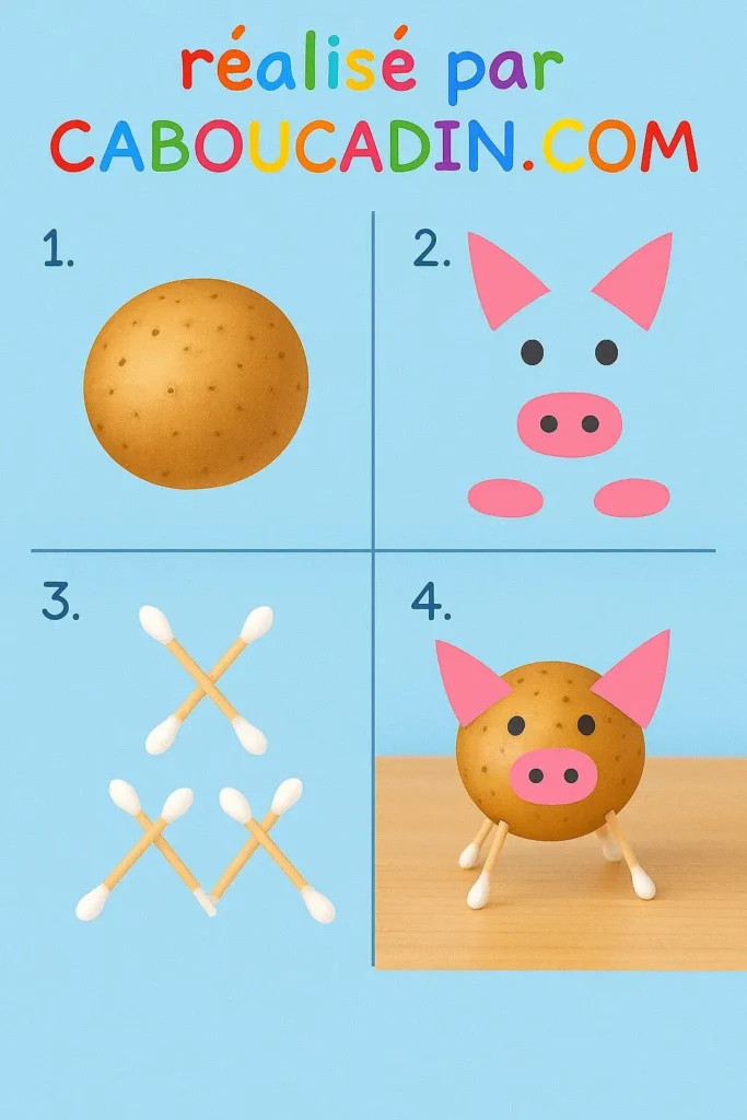 Bricolage maternelle : fabriquer un cochon avec une pomme de terre illustration tuto cochon fabriquer avec pomme de terre
