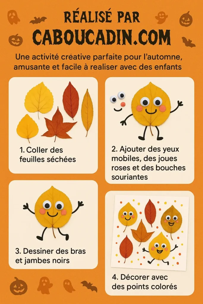 illustration tuto feuilles mortes monstres Halloween