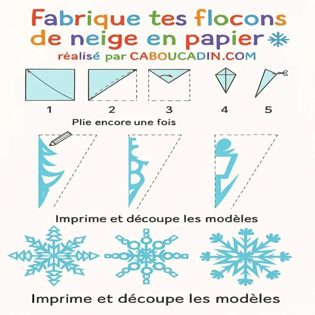 illustration tuto flocon de neige avec feuille de papier 1