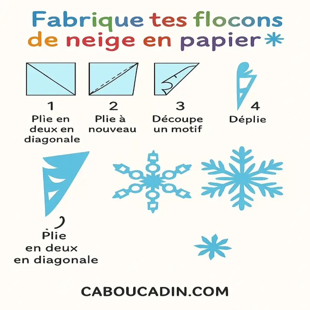 illustration tuto flocon de neige avec feuille de papier 2