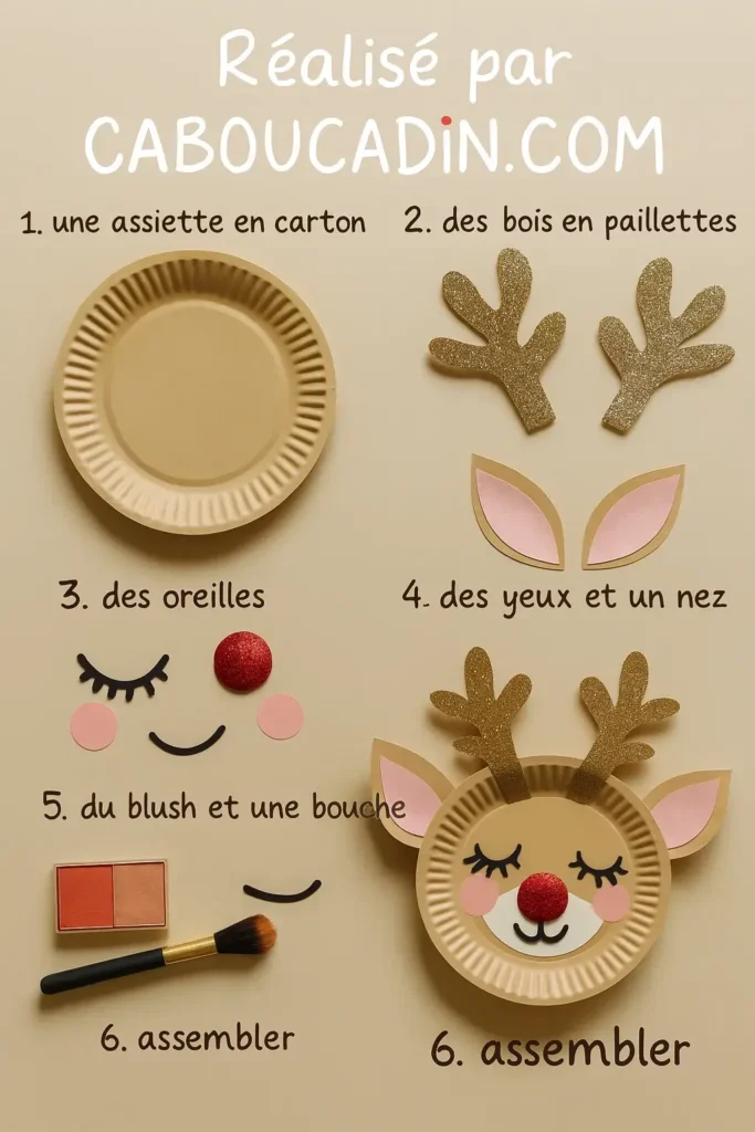 illustration tuto renne beige de noel avec assiette carton 15 11zon