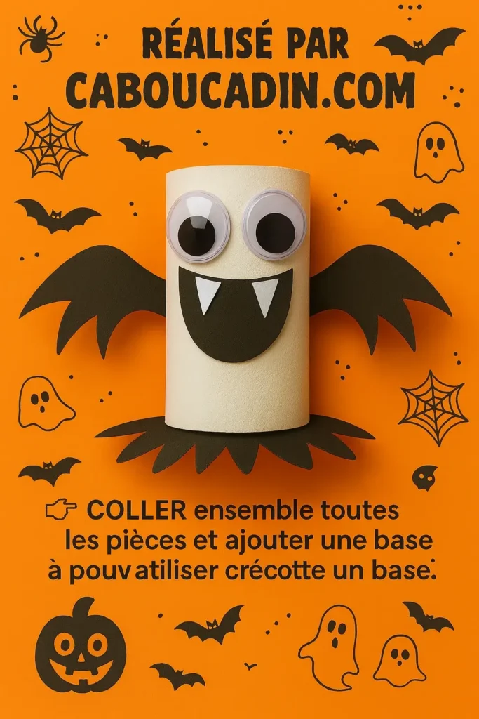 Bricolage Halloween maternelle : fabrique un monstre rigolo avec un rouleau de papier toilette monstre halloween rouleau en carton 4