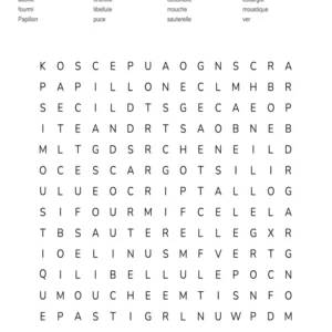 10 grilles mots mêlés sur les insectes