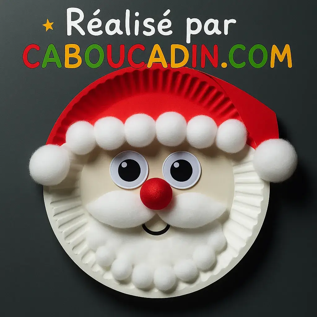 pere noel avec assiette en carton et boules de coton 2