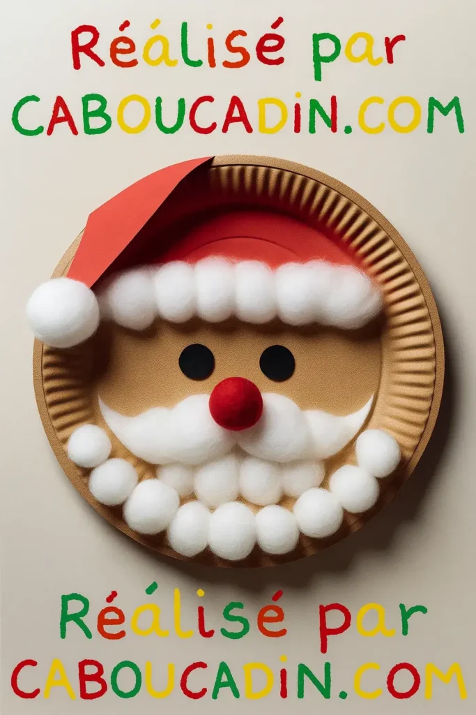 pere noel avec assiette en carton et boules de coton 3