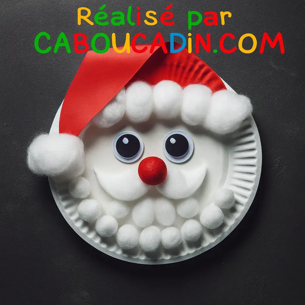 pere noel avec assiette en carton et boules de coton 4