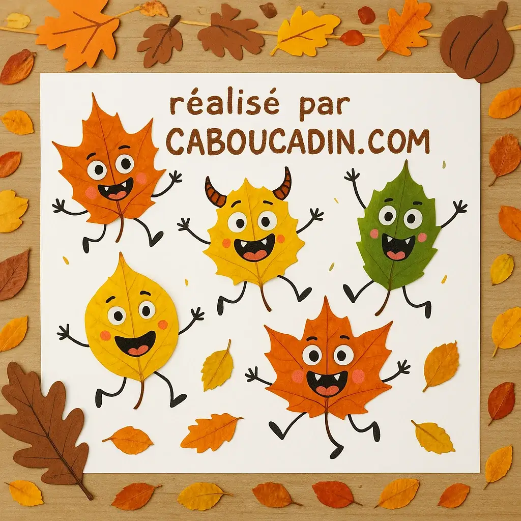 Bricolage automne maternelle : personnages avec des feuilles mortes personnages avec feuilles mortes automne 1