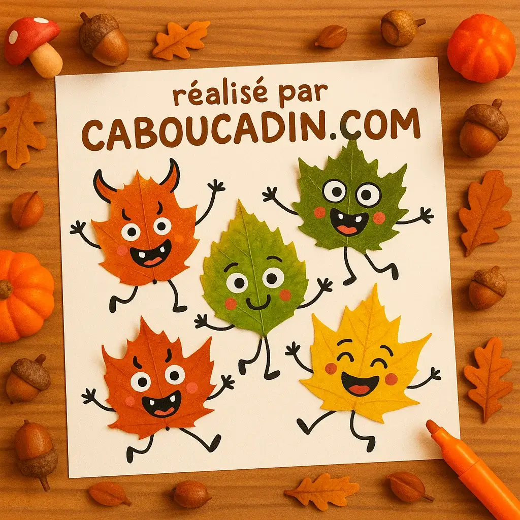 Bricolage automne maternelle : personnages avec des feuilles mortes personnages avec feuilles mortes automne 2