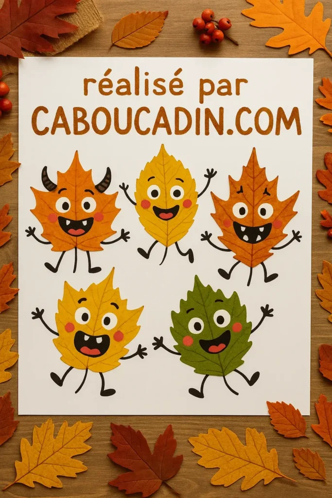 Bricolage automne maternelle : personnages avec des feuilles mortes personnages avec feuilles mortes automne 4