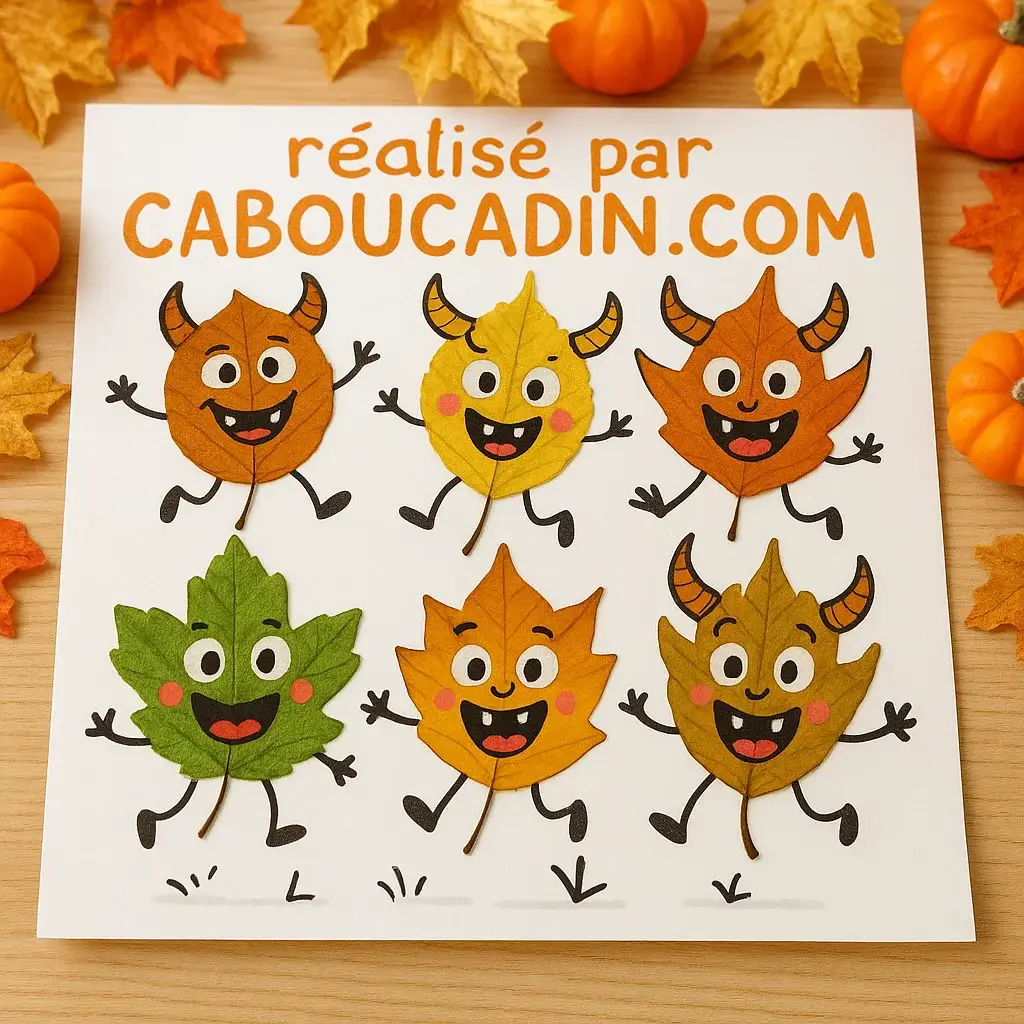 Bricolage automne maternelle : personnages avec des feuilles mortes personnages avec feuilles mortes automne 5