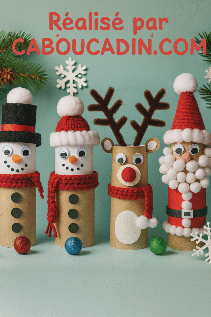 personnages de noel avec rouleaux en carton 1