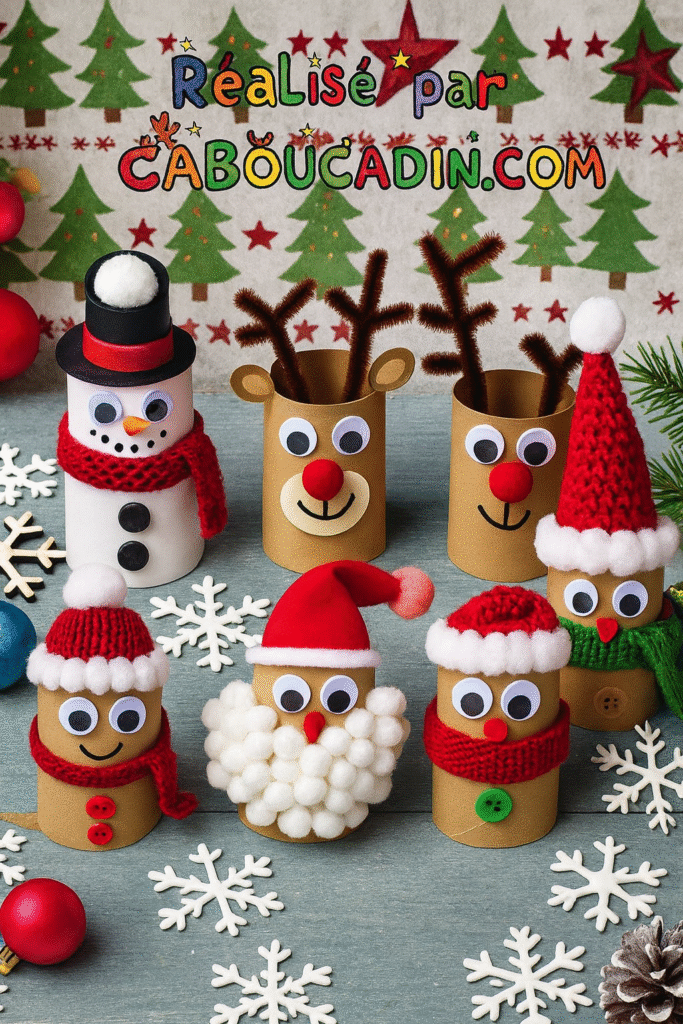 personnages de noel avec rouleaux en carton 3