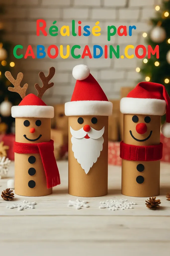 personnages noel bonhomme neige renne rouleau en carton 3