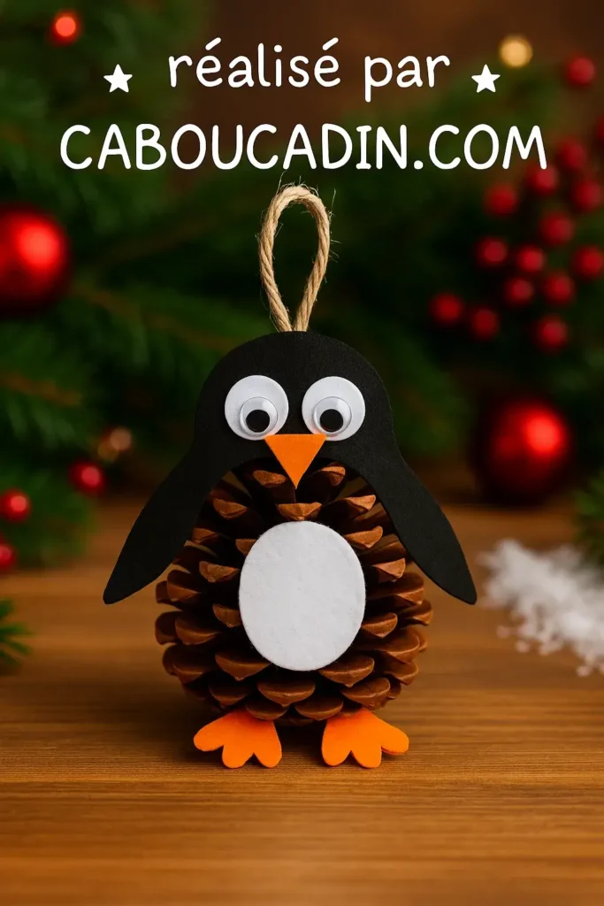 pingouin noel avec pomme de pin 1