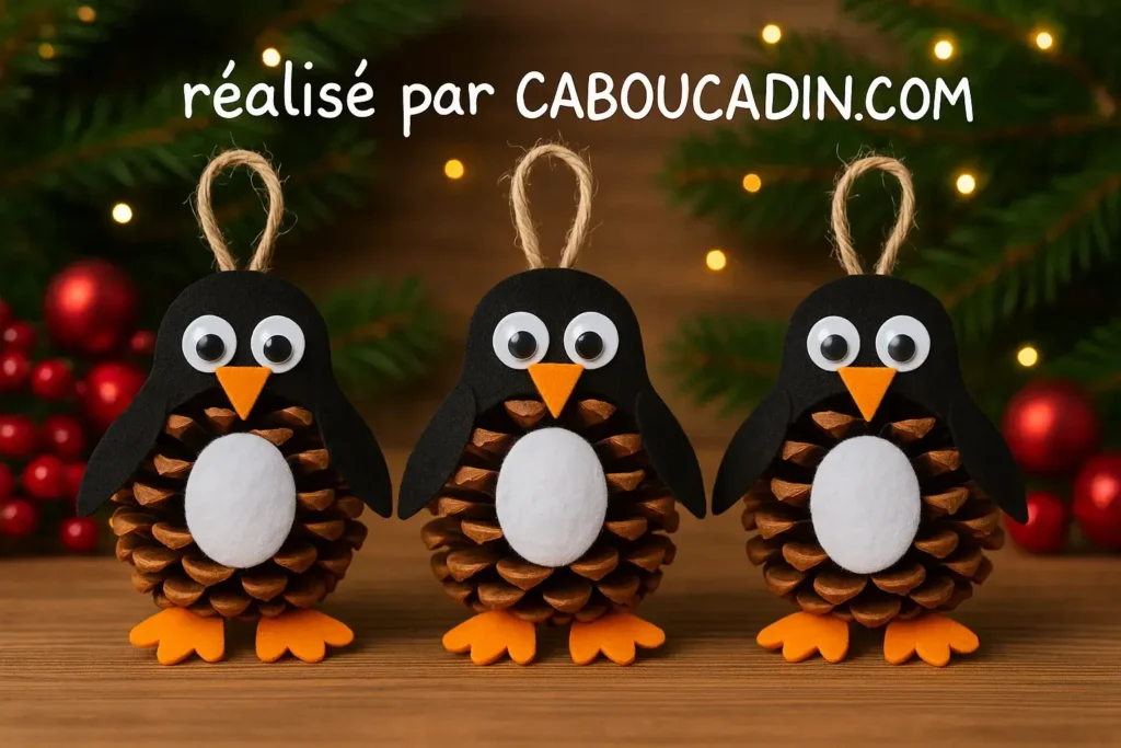 pingouin noel avec pomme de pin 3