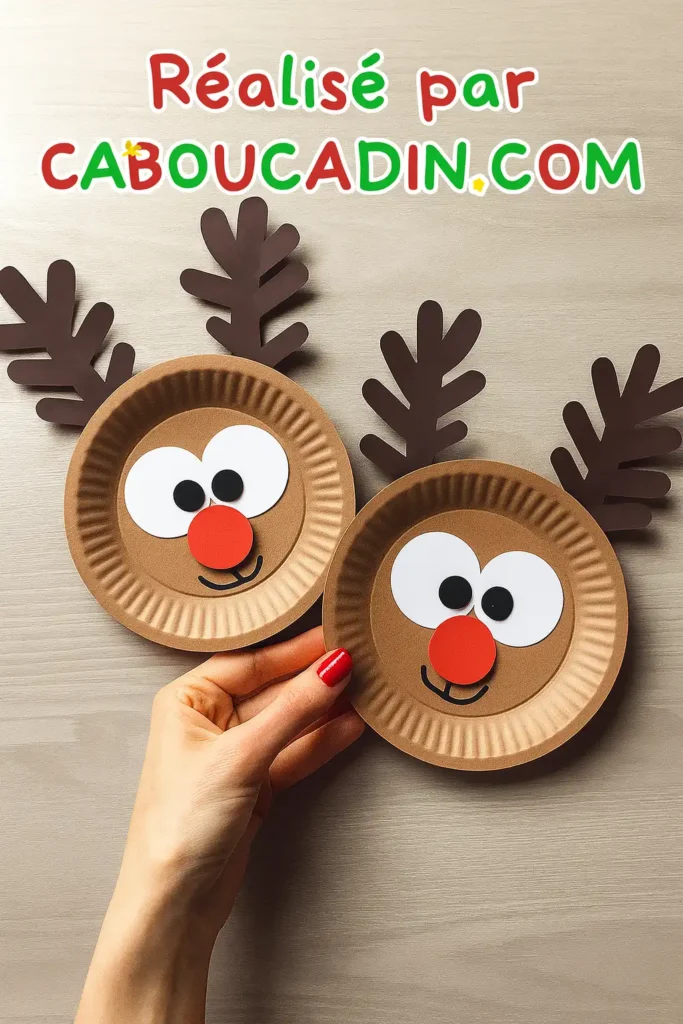 rennes de noel avec assiette en carton peinte 1