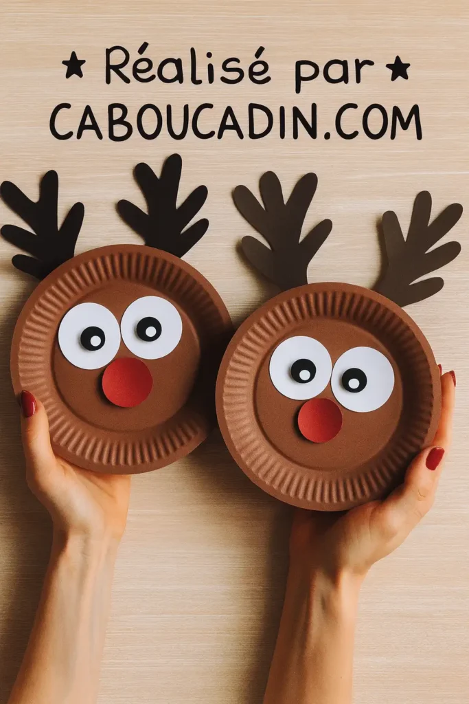 rennes de noel avec assiette en carton peinte 3