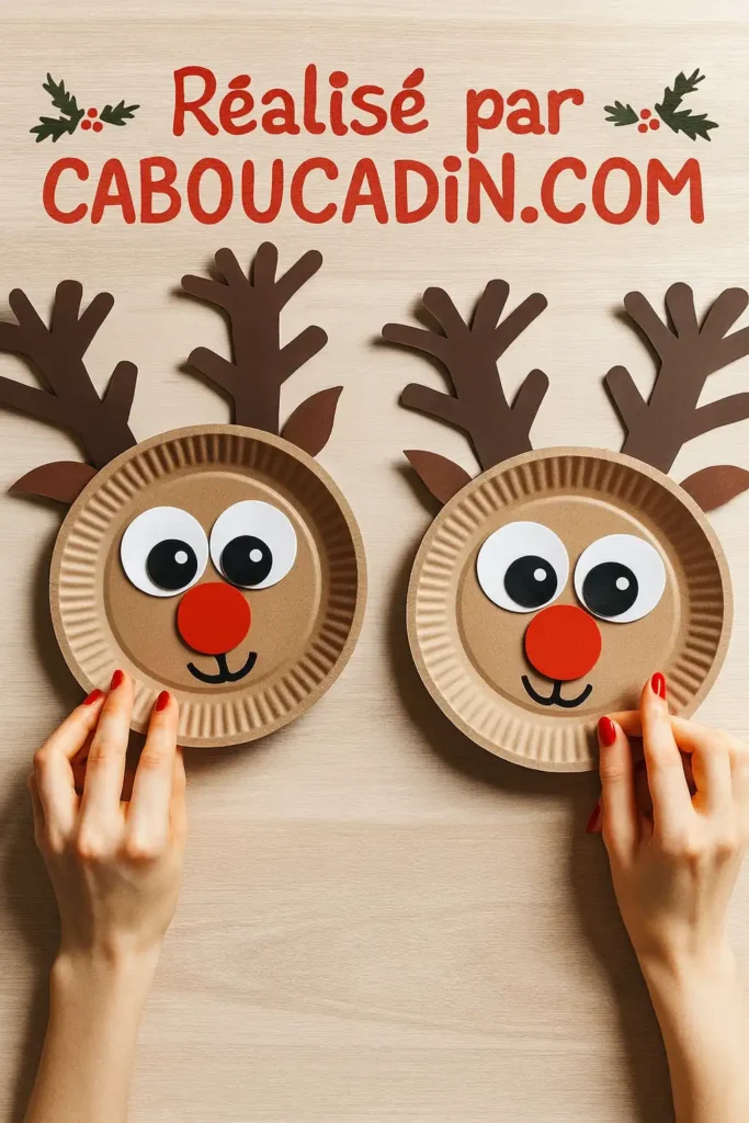 rennes de noel avec assiette en carton peinte 4