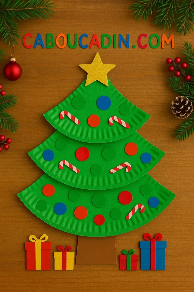 sapin noel avec assiette en carton decoupe 2