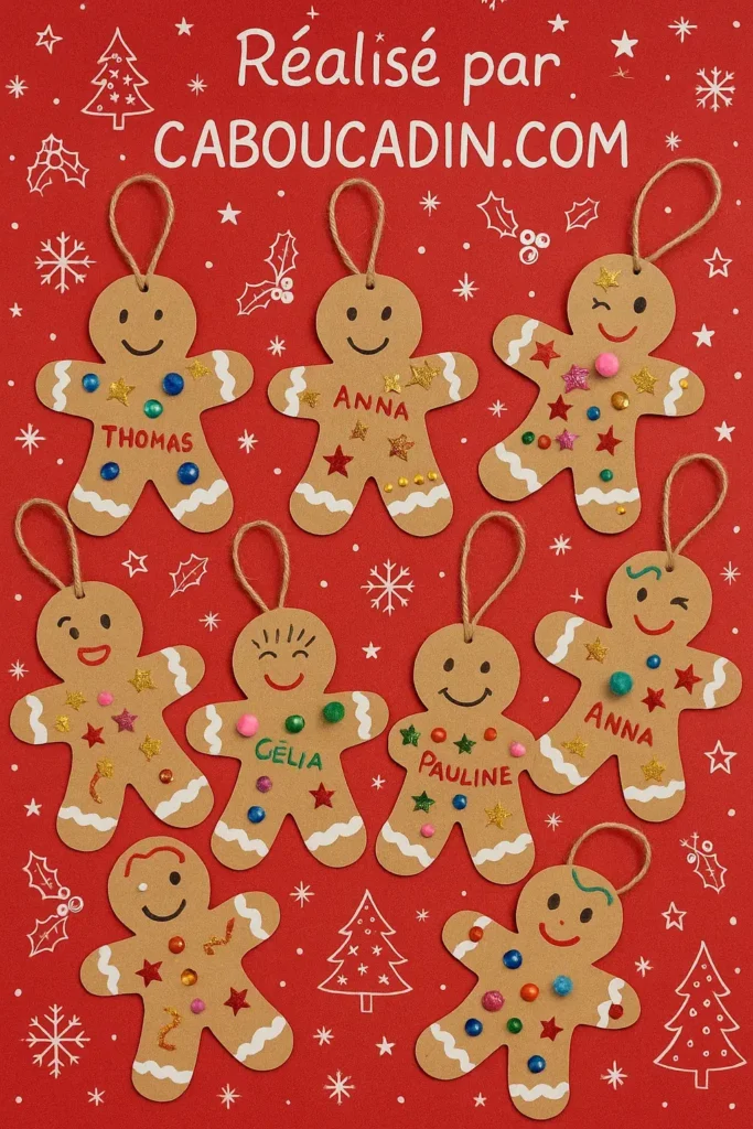 Bricolage de Noël enfant : bonhommes en pain d’épices à fabriquer et décorer en maternelle bonhomme en pain epice denoel en carton 1
