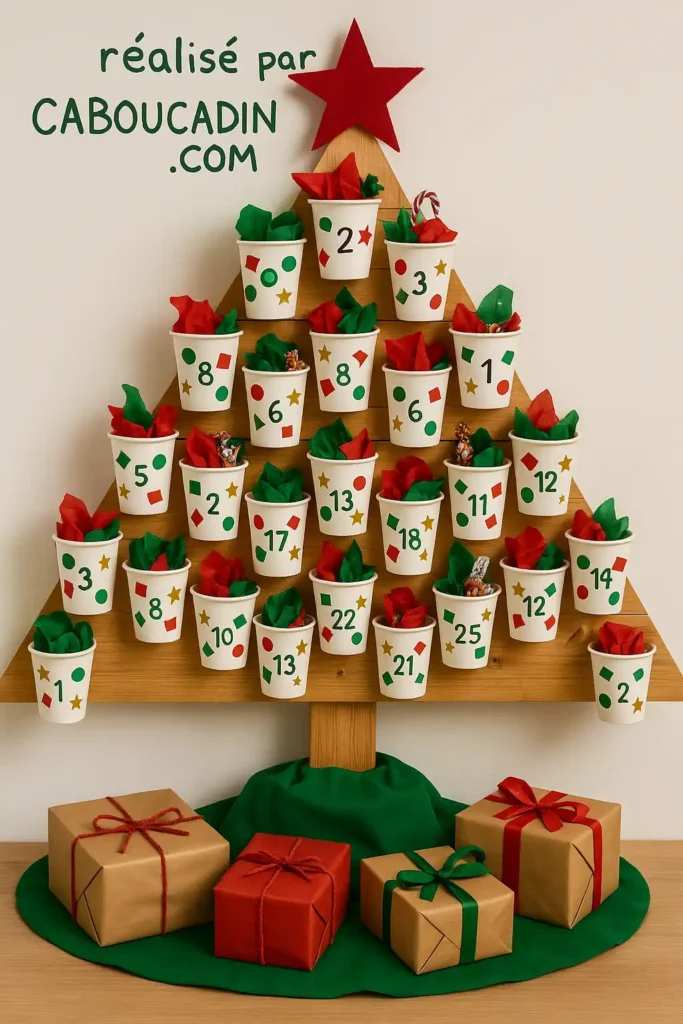 Comment fabriquer un calendrier de l’Avent avec des gobelets : activité Noël enfants calendrier de avent avec gobelet en carton 3