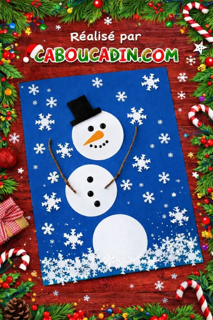 Carte de Noël enfant : fabriquer un bonhomme de neige en papier Carte de Noël enfant : fabriquer un bonhomme de neige en papier