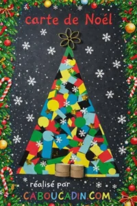 Fabriquer une carte de Noël sapin en papier multicolore carte-de-noel-sapin-avec-differentes-formes-geometrique de multicolore