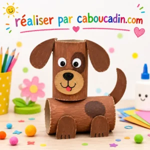 Un petit chien en rouleau de papier toilette quâon a tout de suite envie dâadopter chien-avec-rouleaux-en-carton-caboucadin