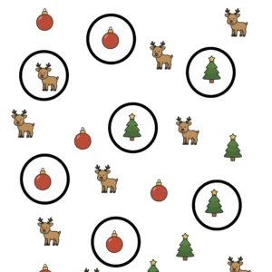 Fiche Maternelle Noël : Entourer les Images à l’Extérieur des Ronds (Rennes, Sapins, Boules) – Activité à Imprimer