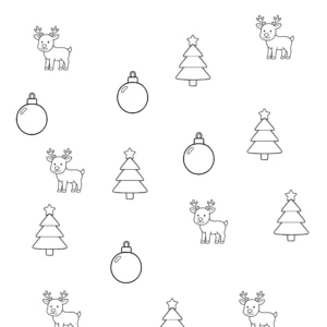 Fiche Maternelle de Noël : Trouver et Colorier les Boules, Sapins et Rennes