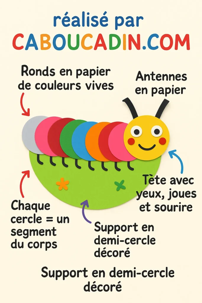 illustration tuto chenille avec ronds papier multicolore 2 5 11zon